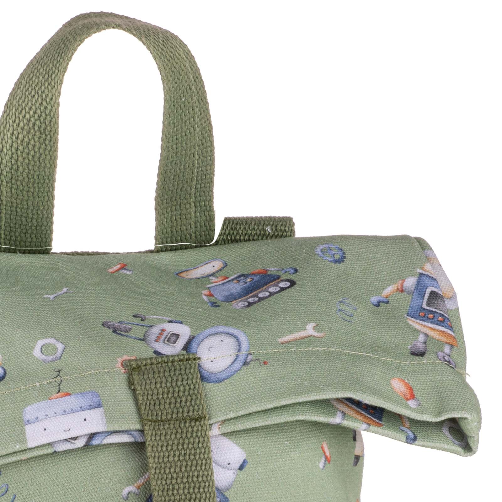 521125-ashdene-robots-27x31cm-backpack-kids-cotton-canvas-bag-green