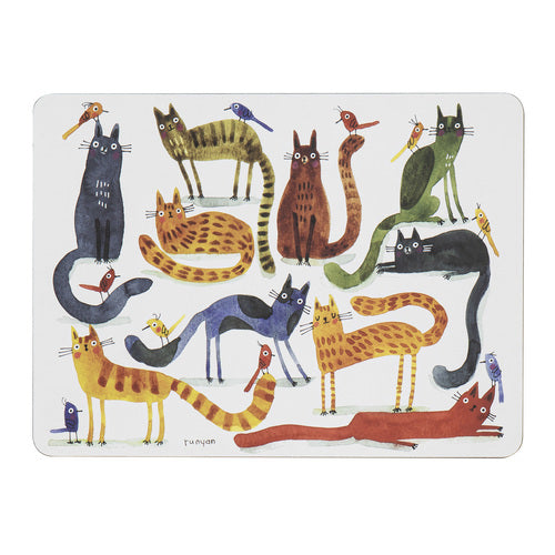 521409-6pc-ashdene-quirky-cats-29x21-5cm-matte-hardboard-cork-placemat-assorted
