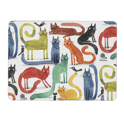 521409-6pc-ashdene-quirky-cats-29x21-5cm-matte-hardboard-cork-placemat-assorted