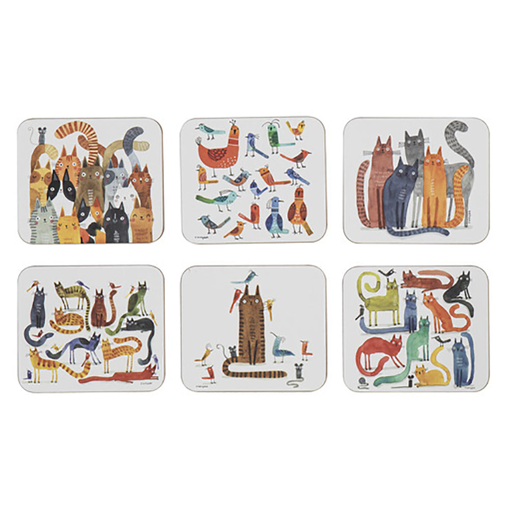 521410-6pc-ashdene-quirky-cats-11cm-drink-coaster-surface-protectors
