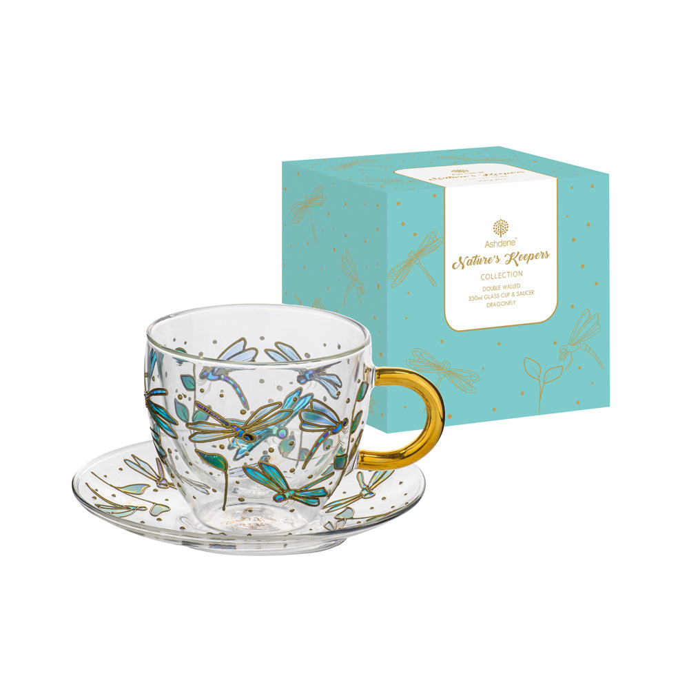 521602-ashdene-natures-keepers-double-walled-350ml-glass-cup-saucer-dragonfly