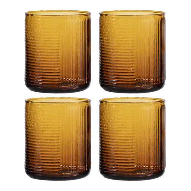 60212-4pc-ladelle-savannah-ribbed-amber-glass-tumbler-set-380ml