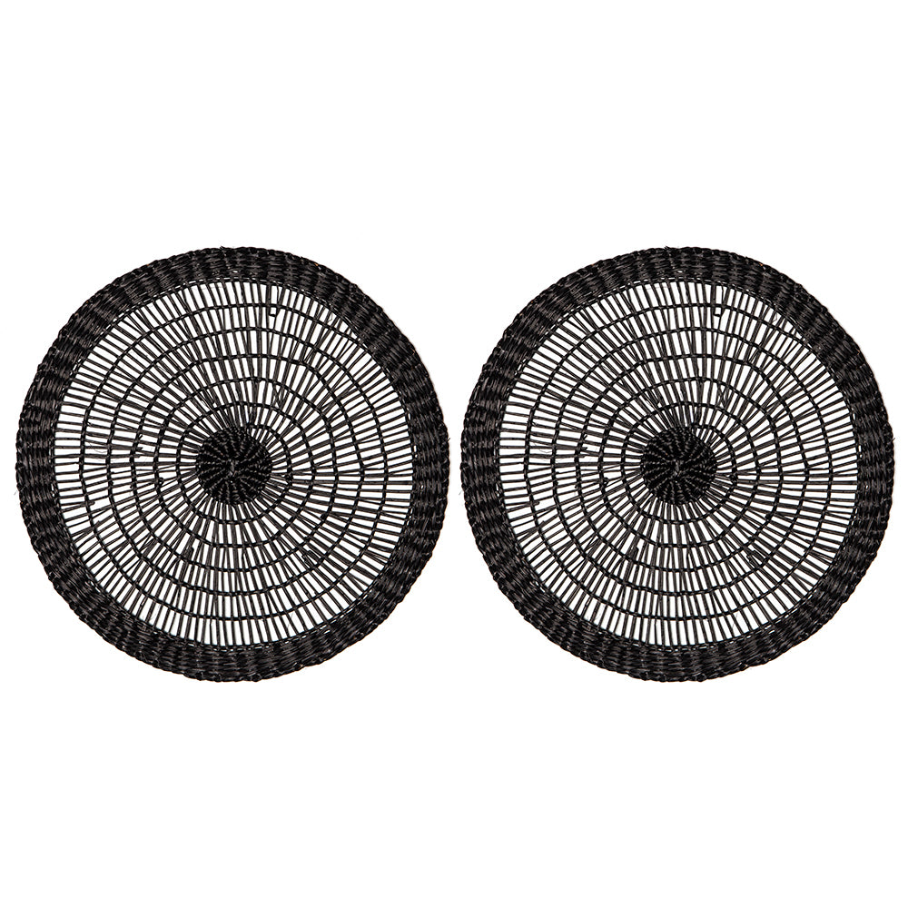 63014-2pk-ladelle-apollo-38cm-round-seagrass-placemat-black