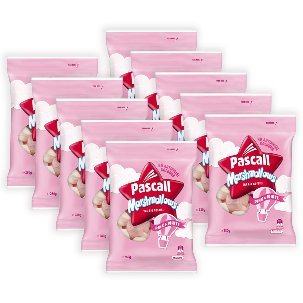 650128-10pc-pascall-pink-and-white-marshmallows-confectionary-bags-280g