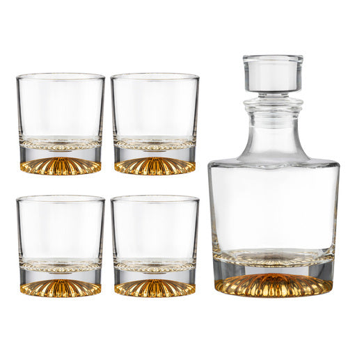 897644-5pc-enzo-gold-600ml-whisky-decanter-250ml-glass-set-clear