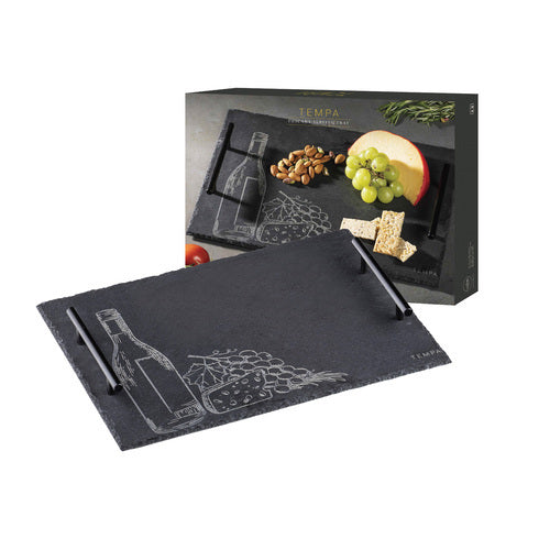 897879-tempa-tuscany-slate-metal-food-serving-tray-38x28x4-2cm-black