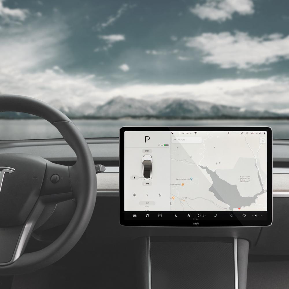 Moshi iVisor XT Clear Screen Protector for Tesla Model 3/Y's Central Touchscreen (Black)