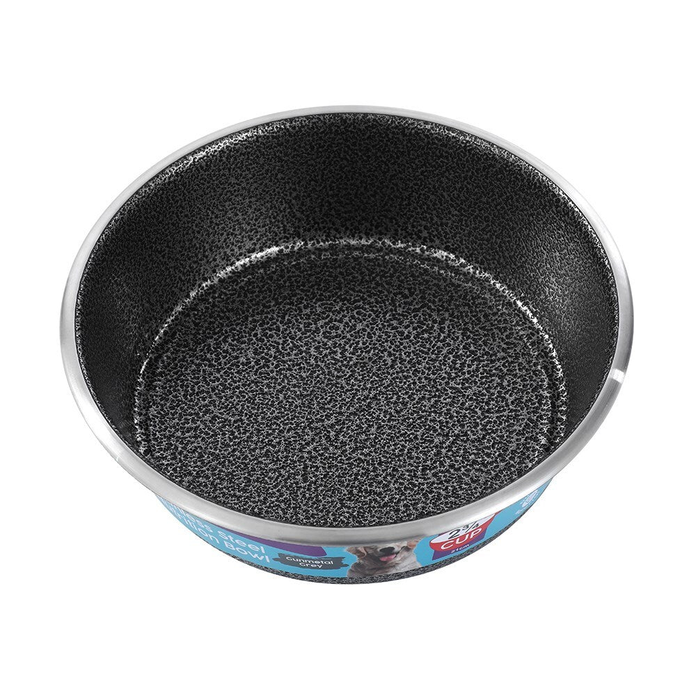 10133-paws-claws-pet-dog-21cm-1-5l-stainless-steel-bowl-speckled-gunmetal