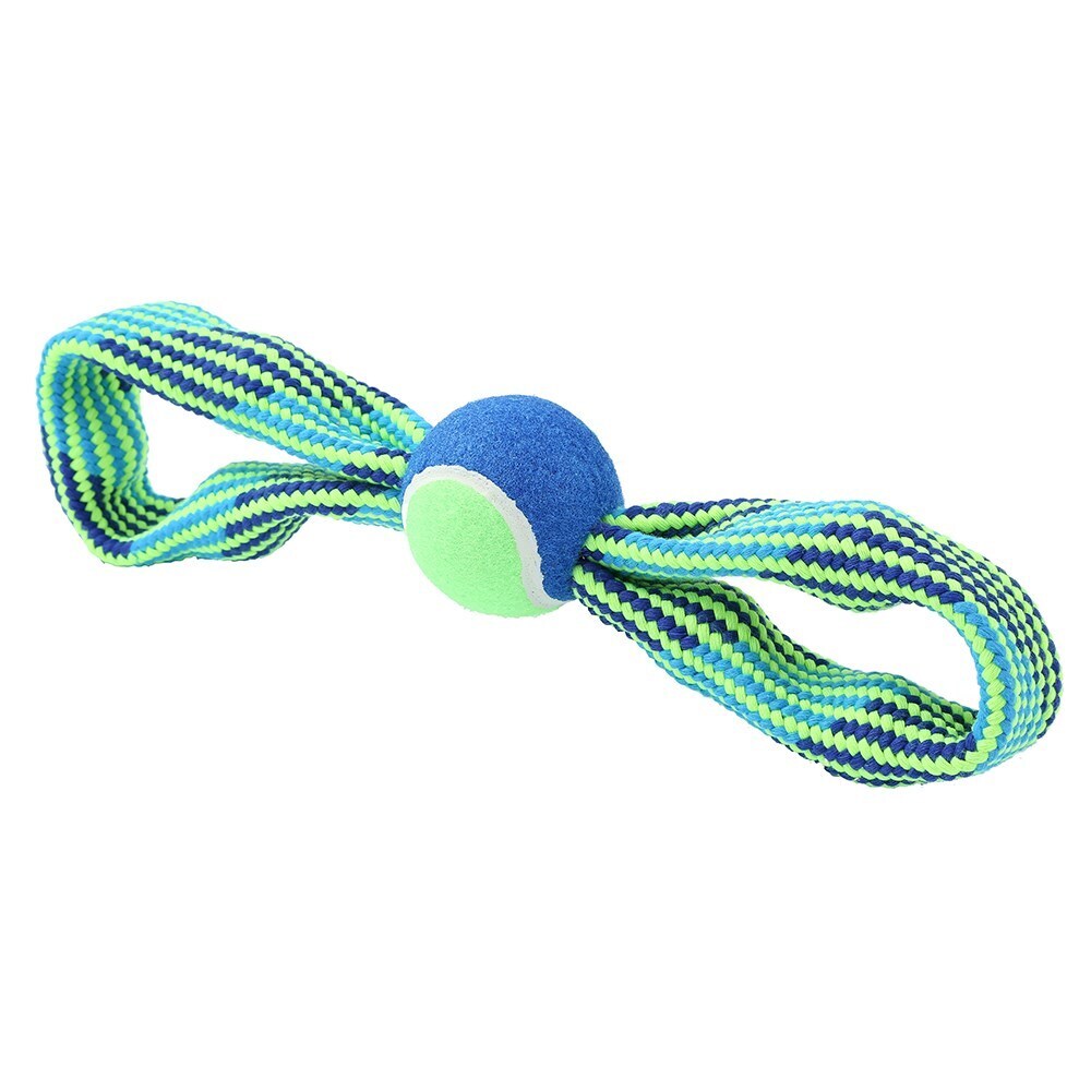 10188-paws-claws-tug-of-war-double-loop-rope-w-tennis-ball-squeakers-33cm-blue-green