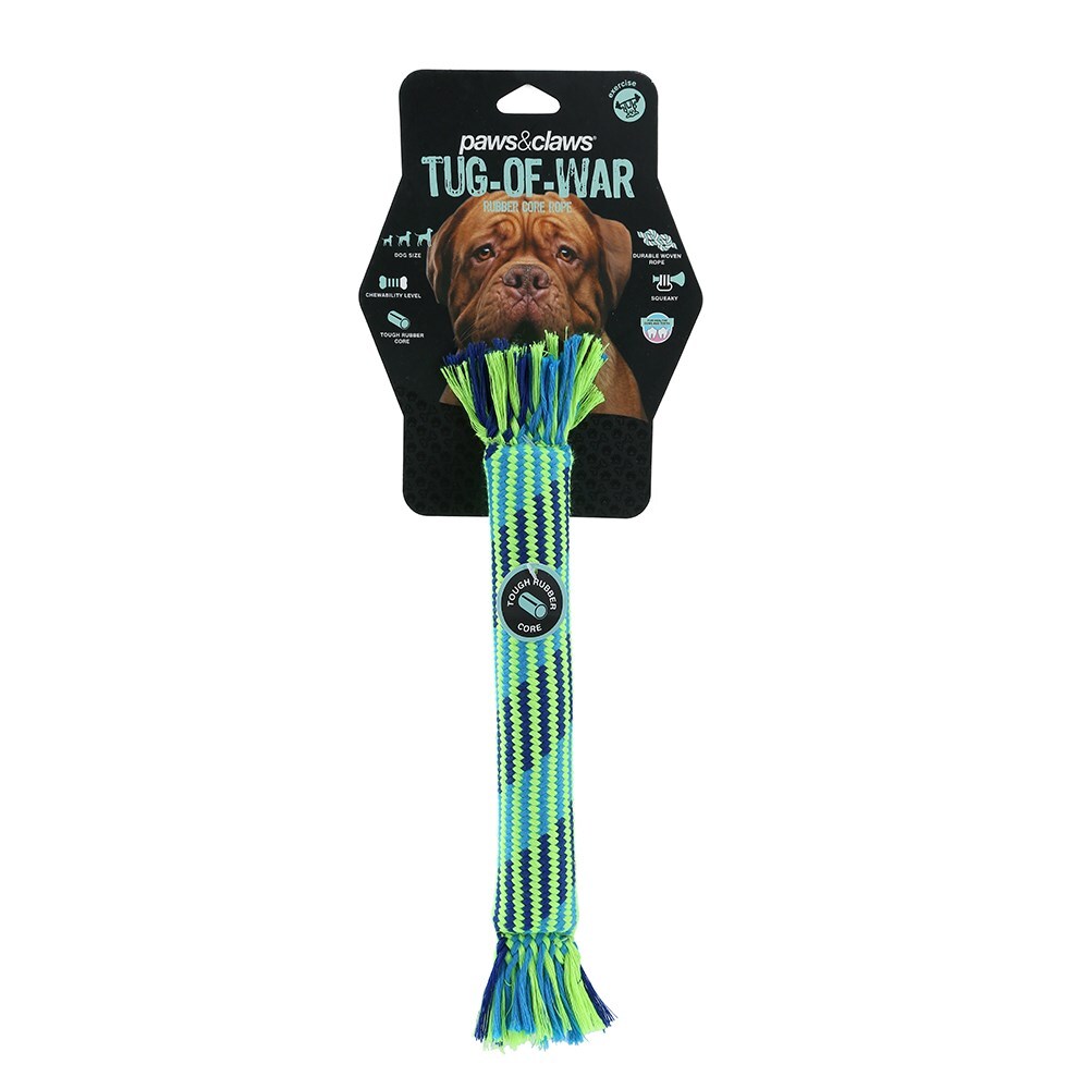 10225-paws-claws-tug-of-war-rubber-core-rope-30cm-blue-green