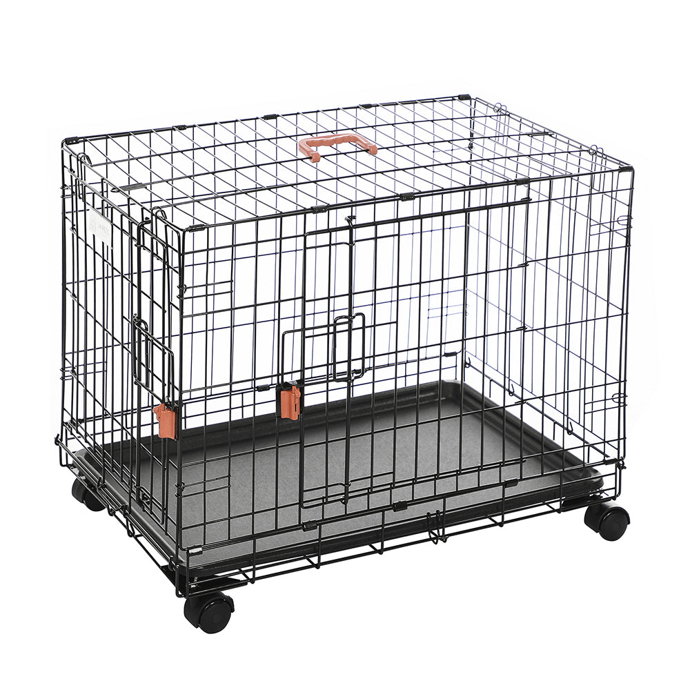 10451708-m-pets-91cm-medium-2-door-voyager-pet-dog-wire-crate-w-wheels-lock-black