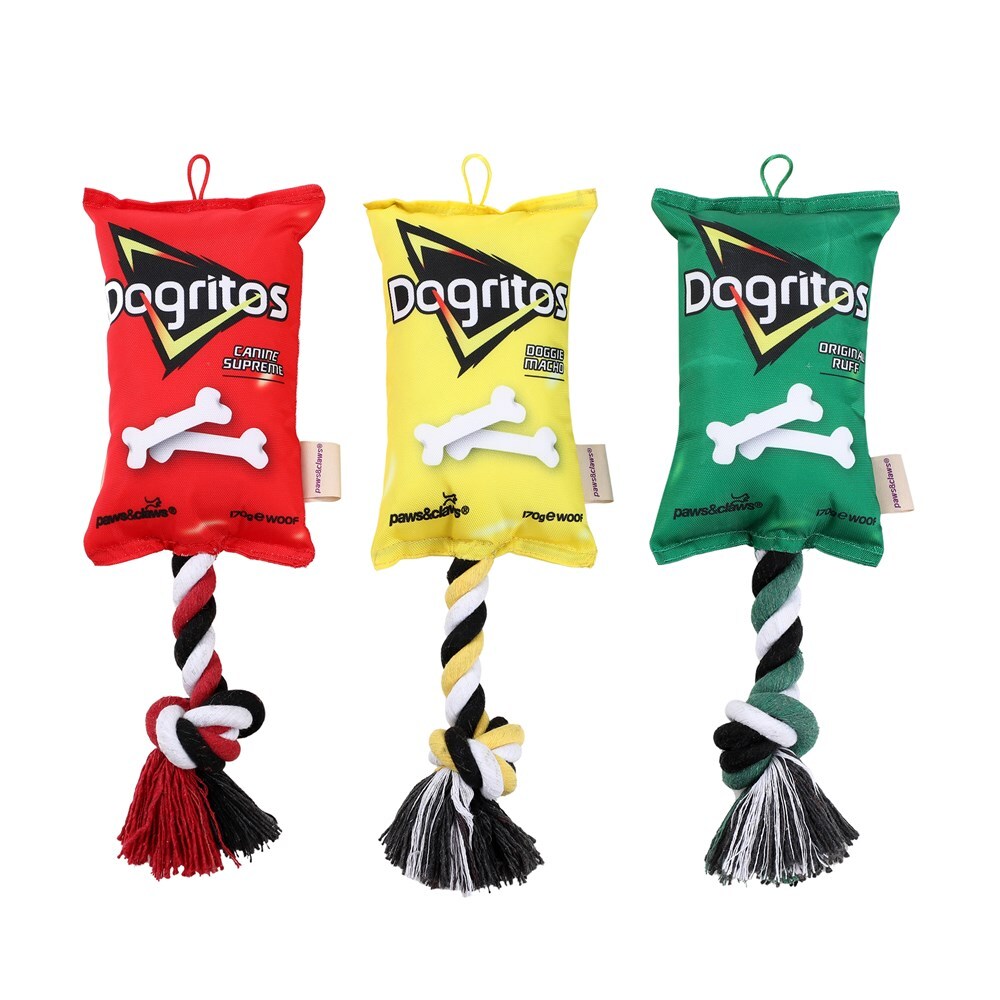 11062-paws-claws-pet-dog-38cm-dogritos-snacks-oxford-tugger-toy-w-rope-assorted
