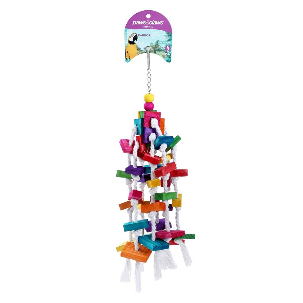 11284-paws-claws-parrot-40cm-wooden-rope-toy-large
