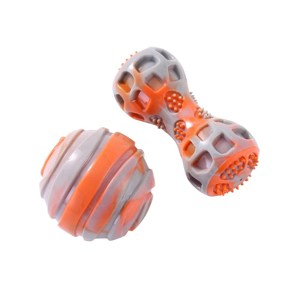 12007-2pc-paws-claws-dental-duo-pet-dog-tpr-ball-baton-orange
