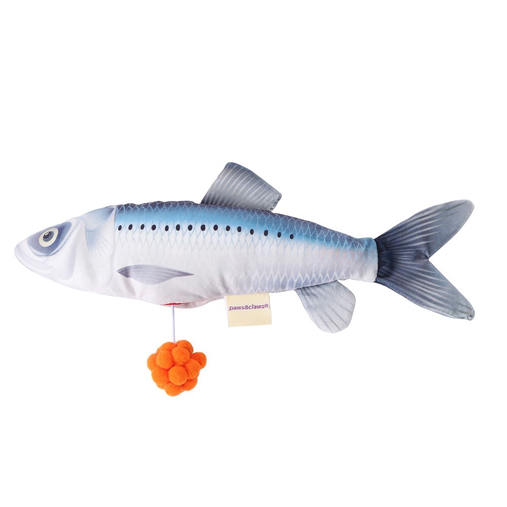 12830-paws-claws-pet-cat-30cm-plush-fish-surprise-toy-blue