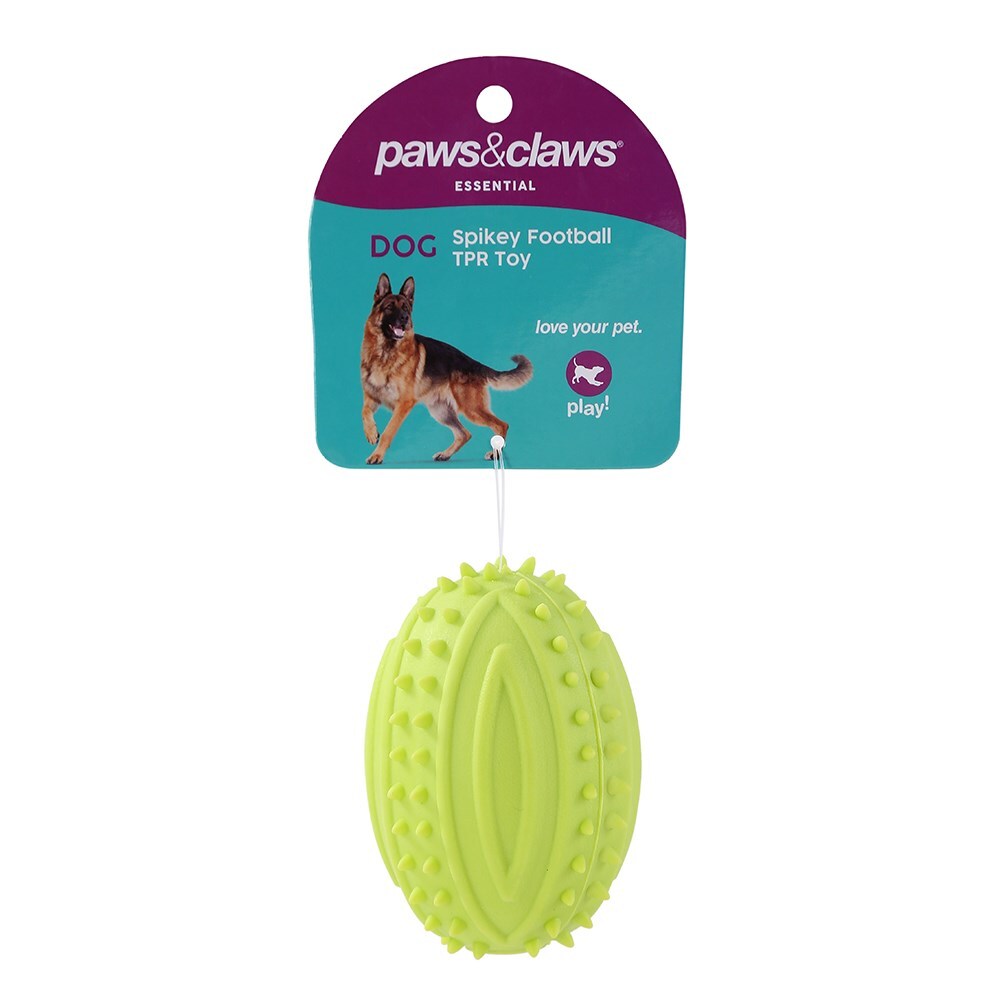 14261-paws-claws-9-5cm-tpr-spikey-football-pet-dog-toy-assorted