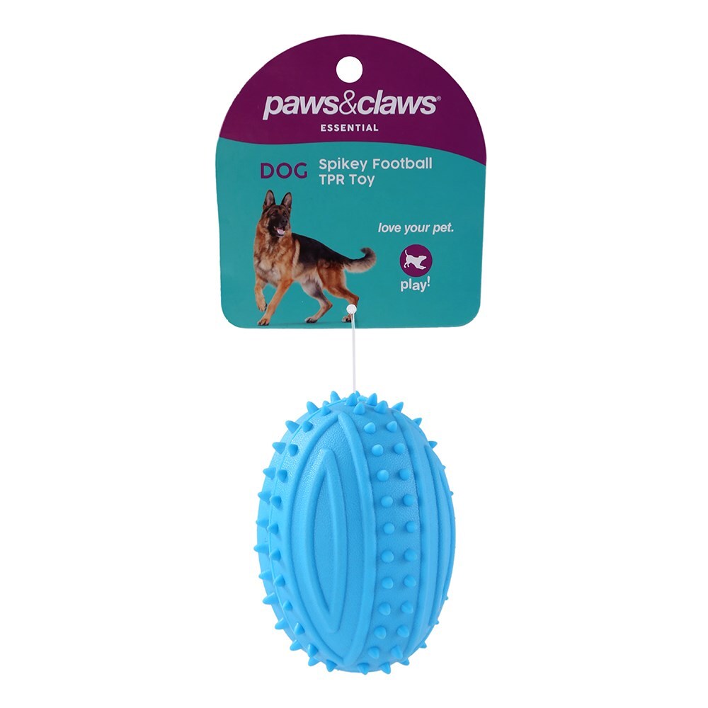 14261-paws-claws-9-5cm-tpr-spikey-football-pet-dog-toy-assorted