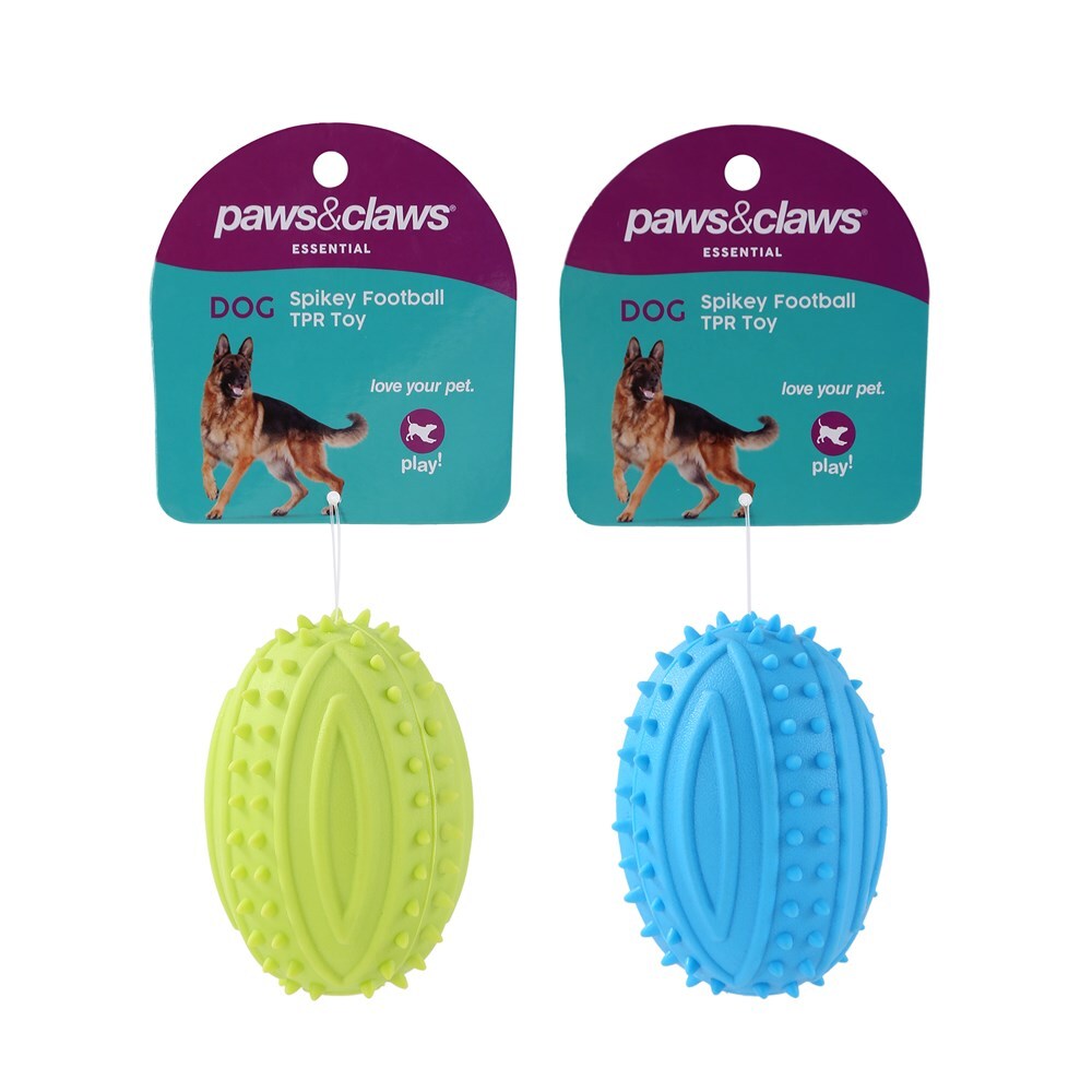 14261-paws-claws-9-5cm-tpr-spikey-football-pet-dog-toy-assorted