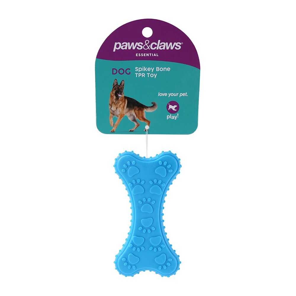 14278-paws-claws-10cm-tpr-spikey-bone-pet-dog-toy-assorted