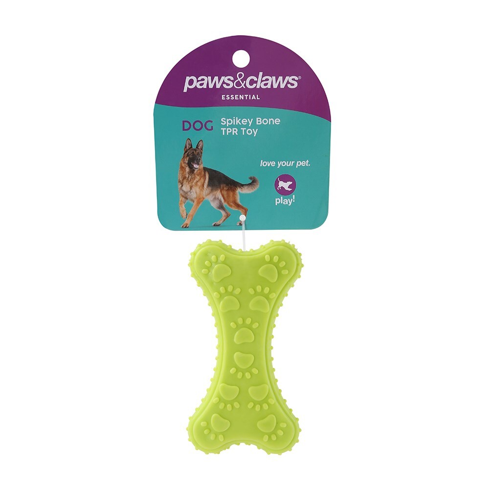 14278-paws-claws-10cm-tpr-spikey-bone-pet-dog-toy-assorted