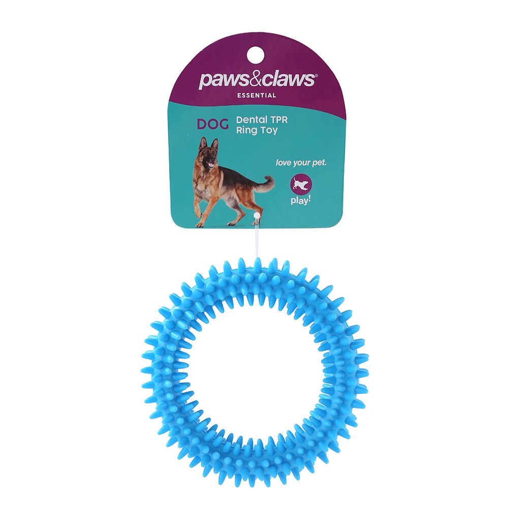 14292-paws-claws-11cm-tpr-spikey-ring-pet-dog-toy-assorted