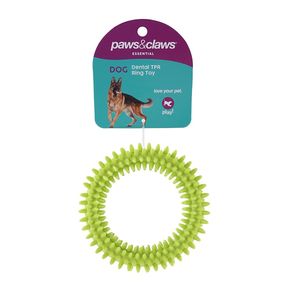 14292-paws-claws-11cm-tpr-spikey-ring-pet-dog-toy-assorted