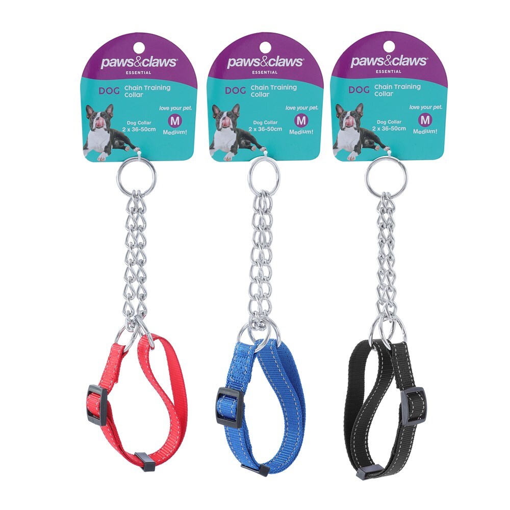 14469-paws-claws-chain-dog-pet-training-collar-36-50cm-w-webbing-medium-assorted