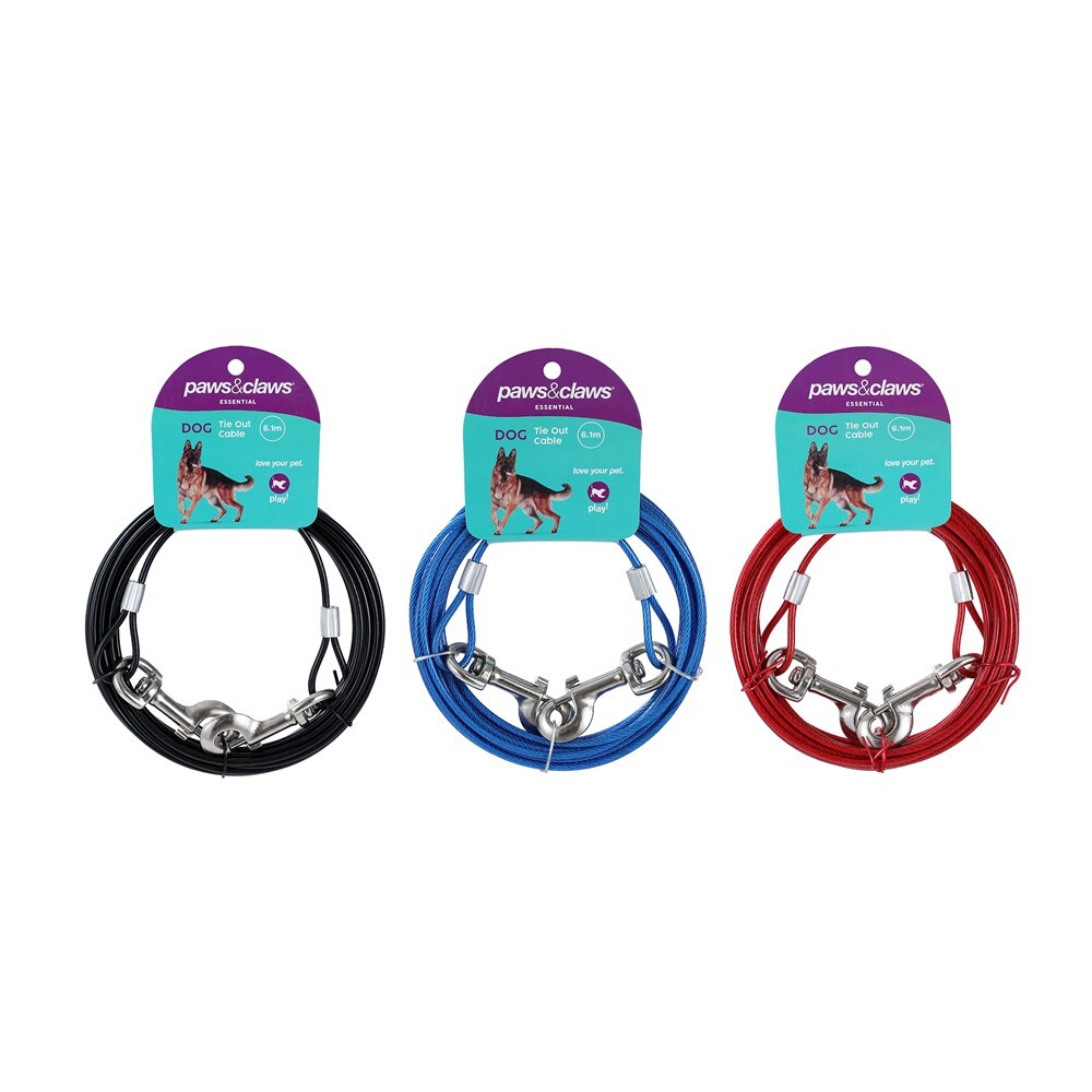 14483-paws-claws-pet-dog-6-1m-tie-out-cable-assorted
