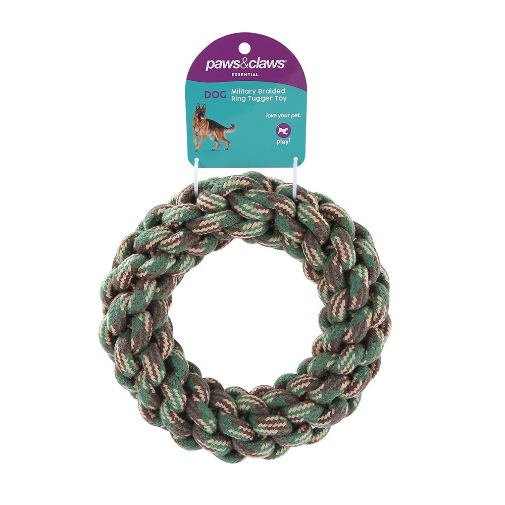 15862-paws-claws-military-20x4cm-braided-ring-tugger-toy-assorted