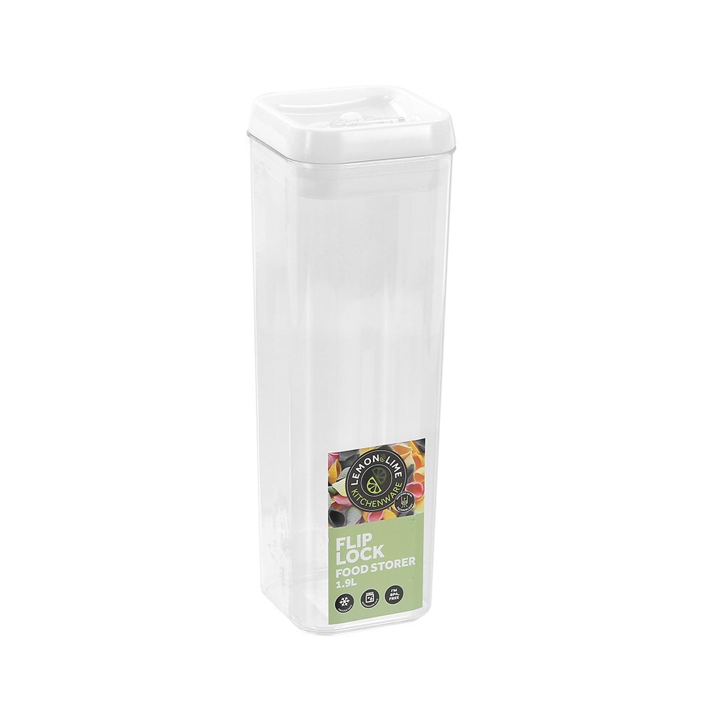 15985-lemon-lime-flip-lock-1-9l-30cm-food-storer-square-container-w-lid
