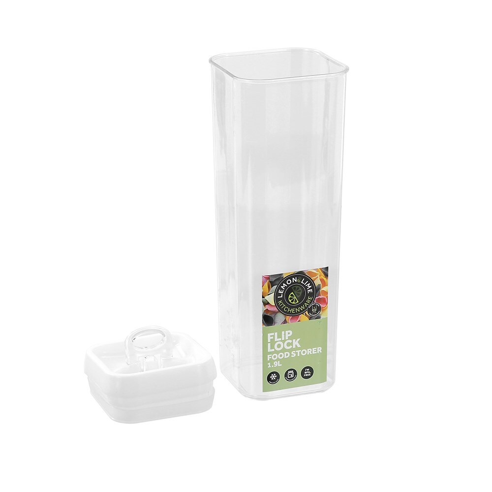 15985-lemon-lime-flip-lock-1-9l-30cm-food-storer-square-container-w-lid