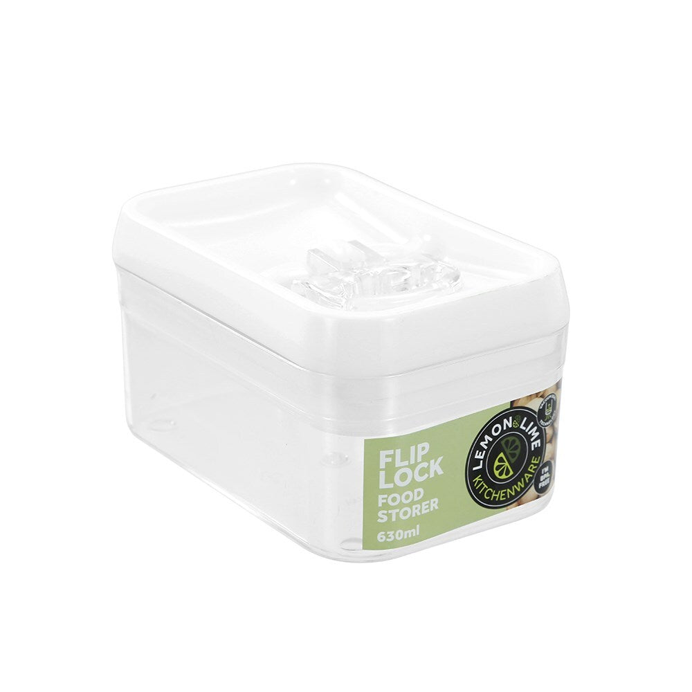 16029-lemon-lime-flip-lock-630ml-8-5cm-food-storer-rectangle-container-clear