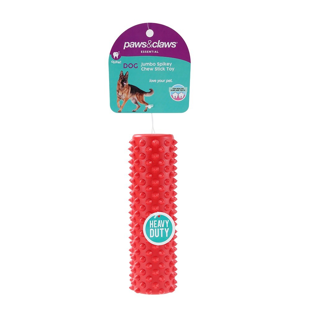 16968-paws-claws-heavy-duty-17-5x5cm-tpr-pet-toy-jumbo-spikey-chew-stick-assorted