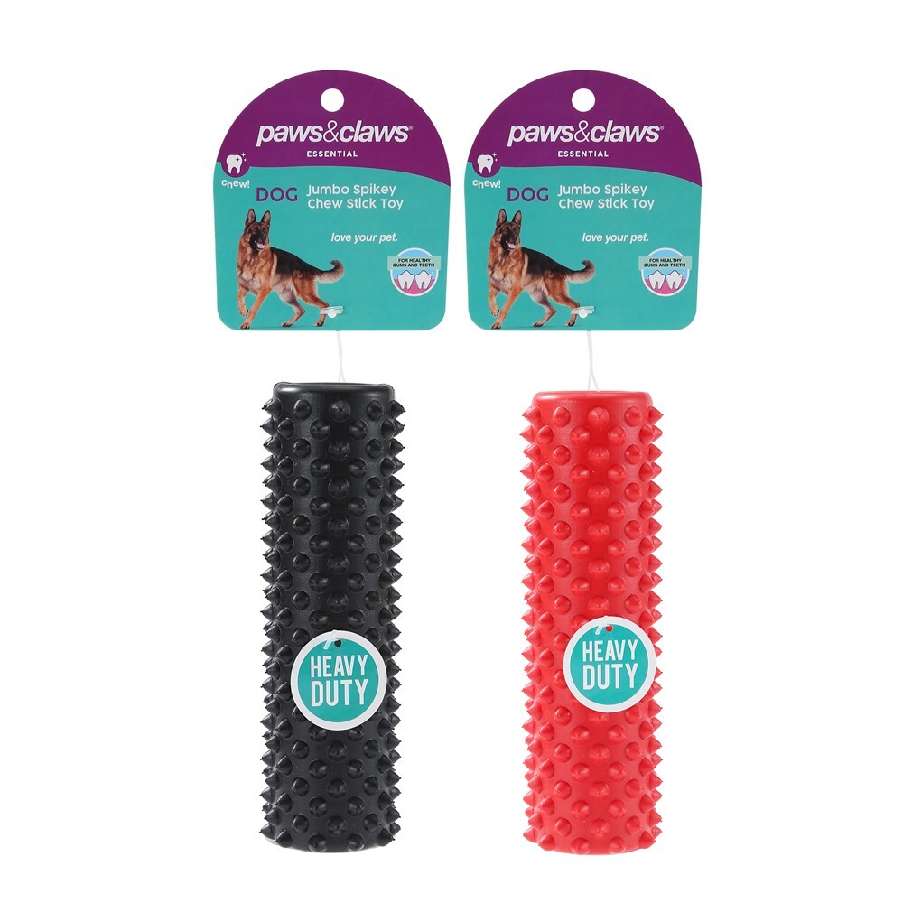 16968-paws-claws-heavy-duty-17-5x5cm-tpr-pet-toy-jumbo-spikey-chew-stick-assorted