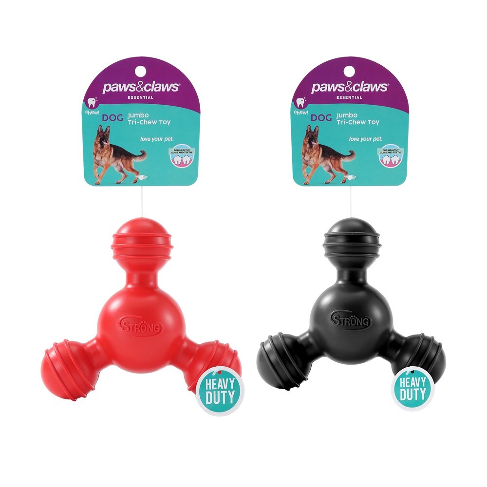 17002-paws-claws-heavy-duty-13cm-tpr-jumbo-tri-chew-pet-dog-toy-assorted