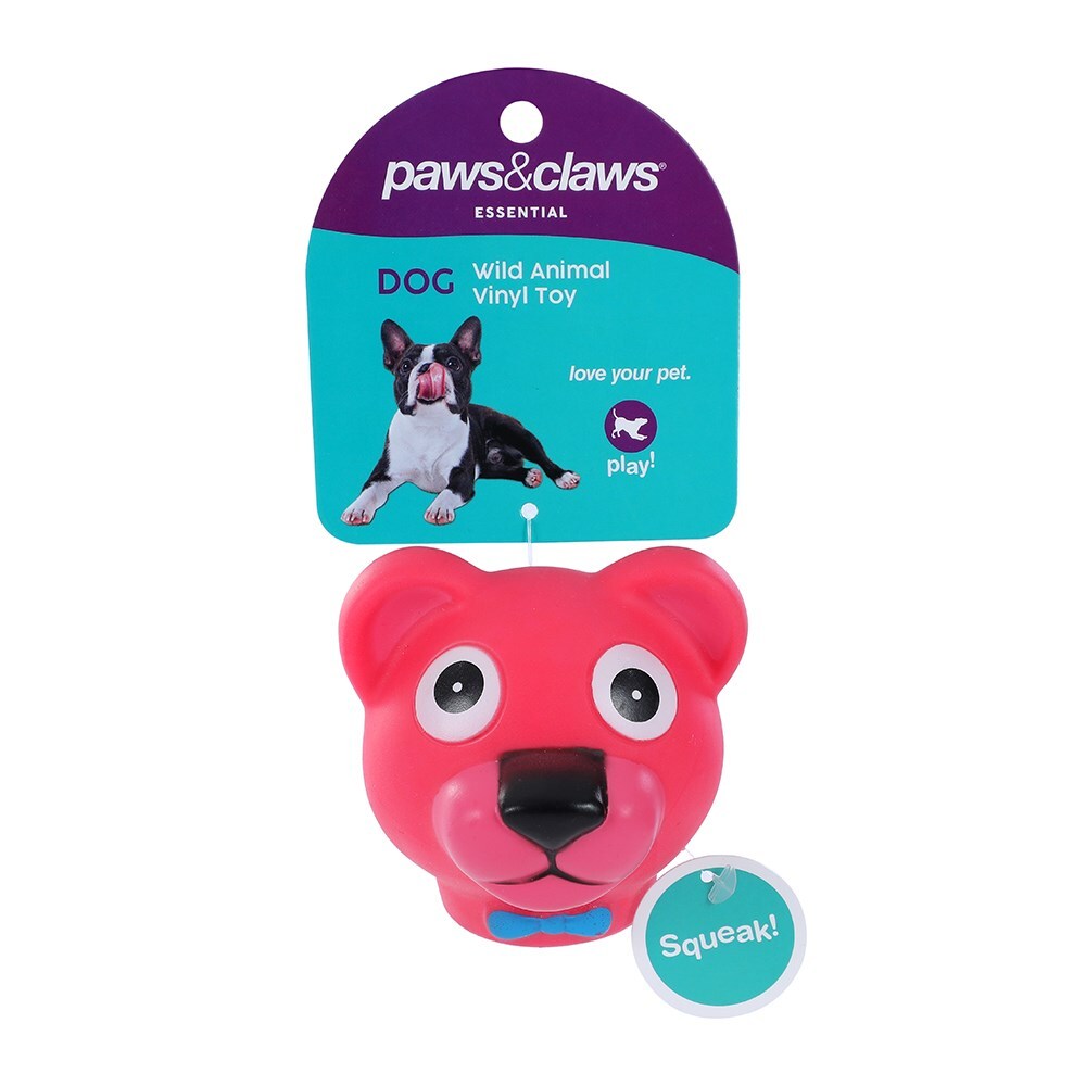 17026-paws-claws-11-5cm-vinyl-wild-animals-squeaky-pet-dog-toy-assorted
