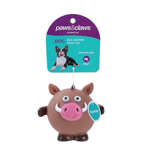 17033-paws-claws-11x9cm-vinyl-zoo-animals-squeaky-pet-dog-toy-assorted