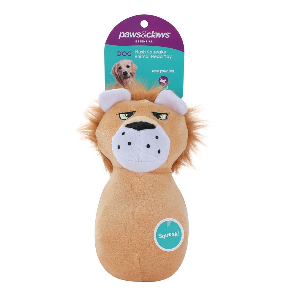 17101-paws-claws-plush-squeaky-animal-head-pet-dog-toy-assorted