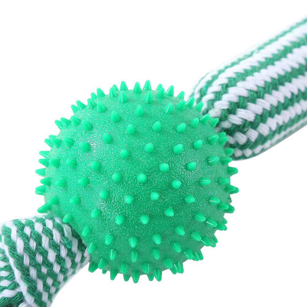 17156-paws-claws-dental-tugger-dog-pet-toy-tpr-ball-braided-rope-assorted-37cm