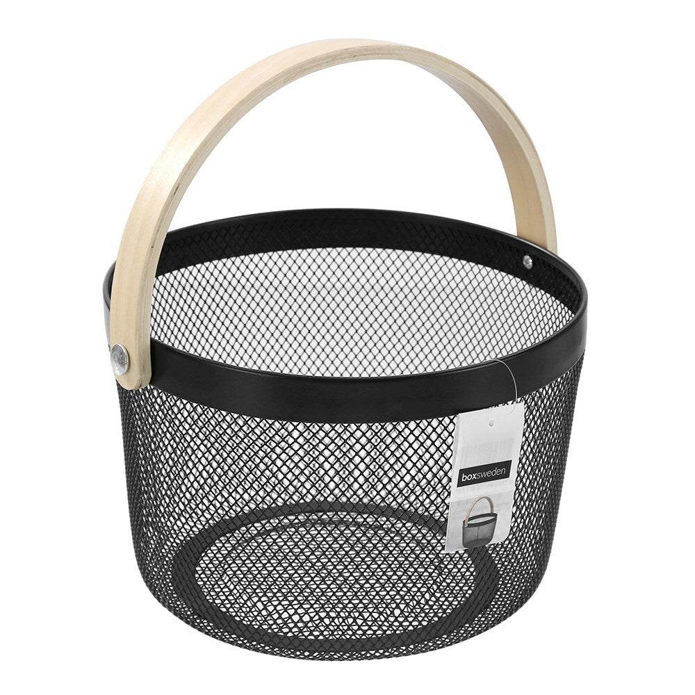 17736-boxsweden-26x18cm-mesh-round-basket-w-wood-handle-black