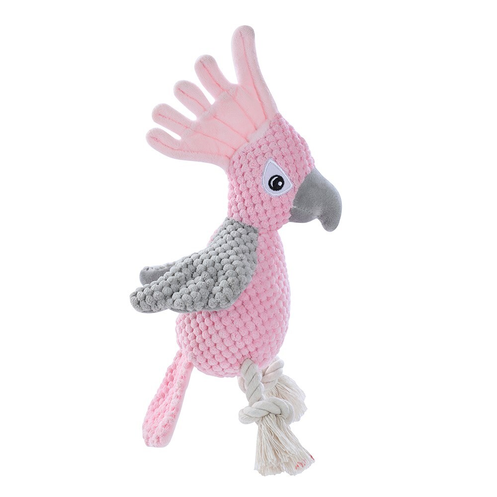 18153-paws-claws-30cm-cockatoo-soft-plush-dog-toy-w-squeaker-pink