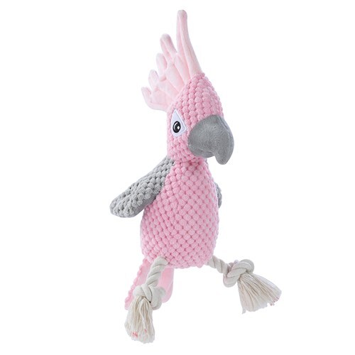 18153-paws-claws-30cm-cockatoo-soft-plush-dog-toy-w-squeaker-pink