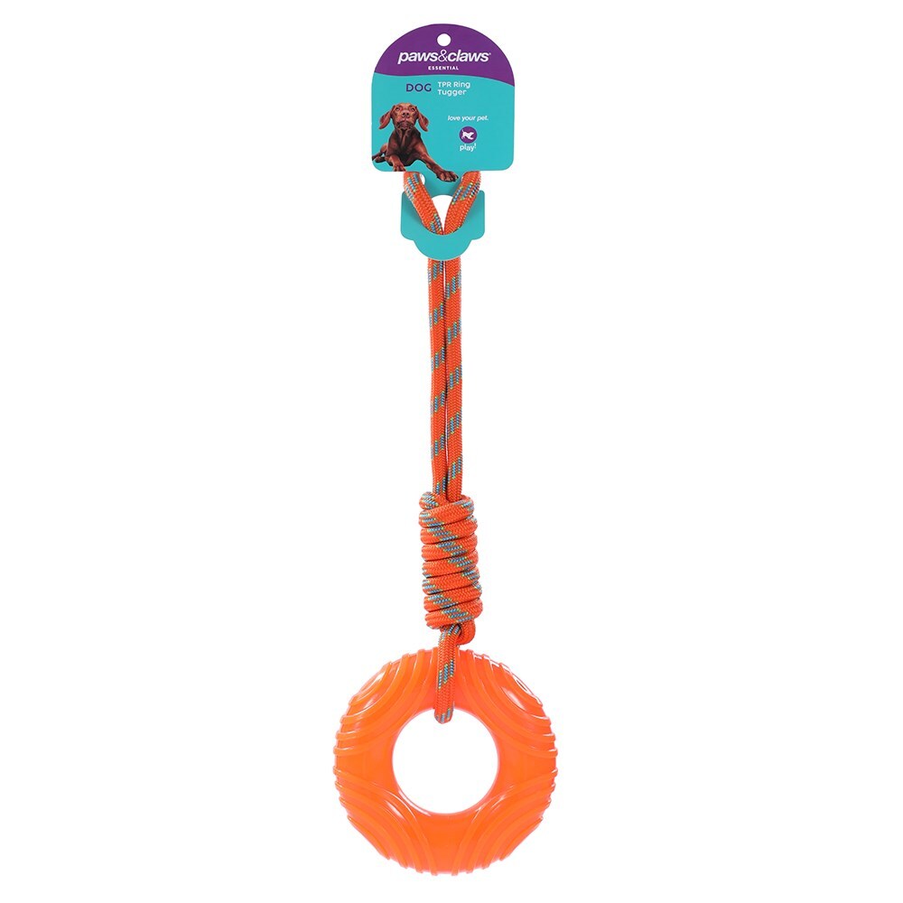 18221-paws-claws-45cm-rubber-donut-tugger-dog-toy-assorted