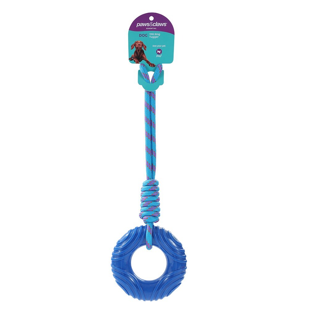 18221-paws-claws-45cm-rubber-donut-tugger-dog-toy-assorted