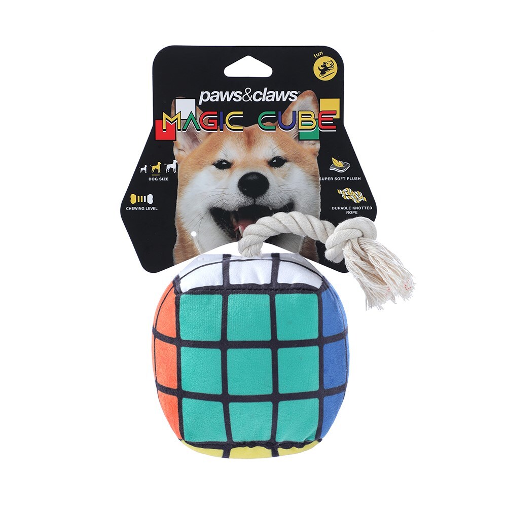 18290-paws-claws-11cm-magic-cube-plush-pet-dog-toy-w-rope-small