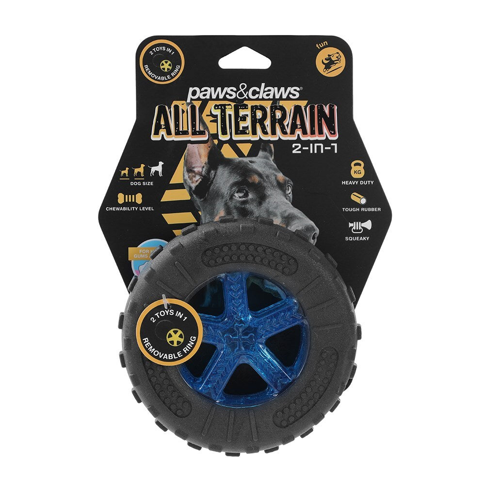 18559-paws-claws-2-in-1-all-terrain-12cm-tpr-foam-tyre-pet-dog-toy-assorted