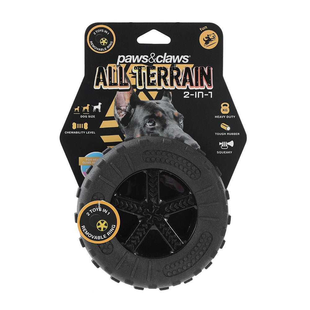 18559-paws-claws-2-in-1-all-terrain-12cm-tpr-foam-tyre-pet-dog-toy-assorted