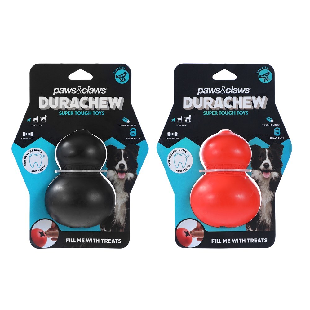 18672-paws-and-claws-11x8-2x8-2cm-dura-chew-rubber-gourd-dog-pet-toy-assorted