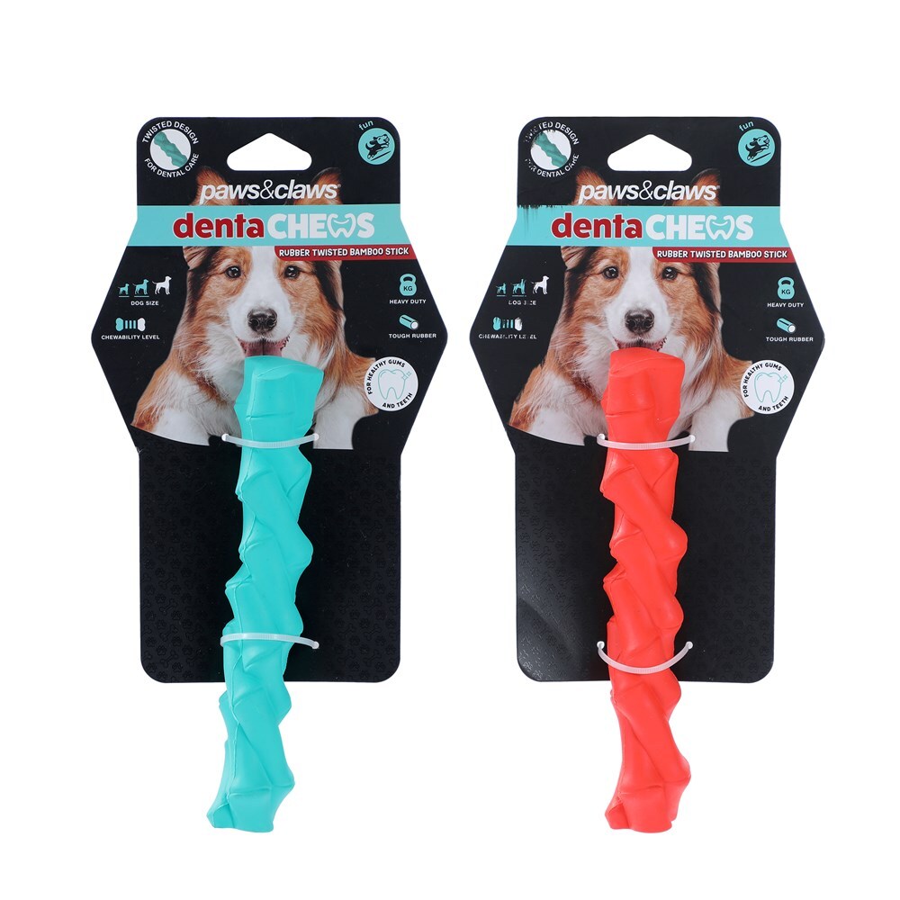 18689-paws-and-claws-26-7x5x5cm-denta-chews-twisted-bamboo-stick-dog-pet-toy-assorted