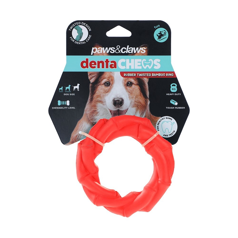 18696-paws-and-claws-11x11x3-2cm-denta-chews-twisted-bamboo-ring-dog-pet-toy-assorted